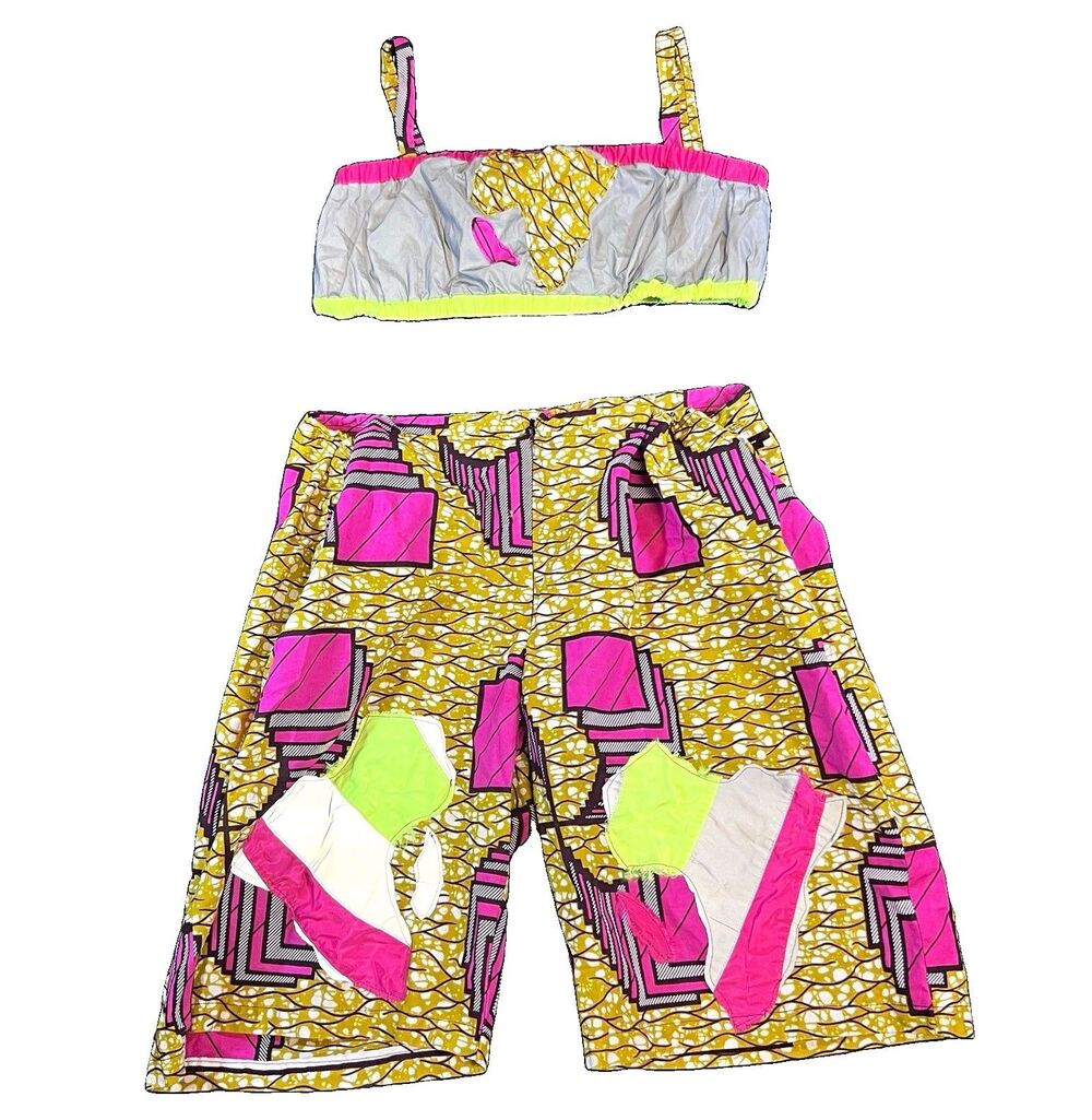Daisy Women’s Large African Geometric Cami Shorts Set Polyester Multicolor